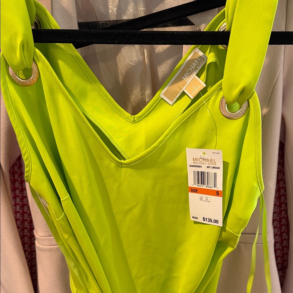 Michael Kors Lime Green Dress with Ring Accents